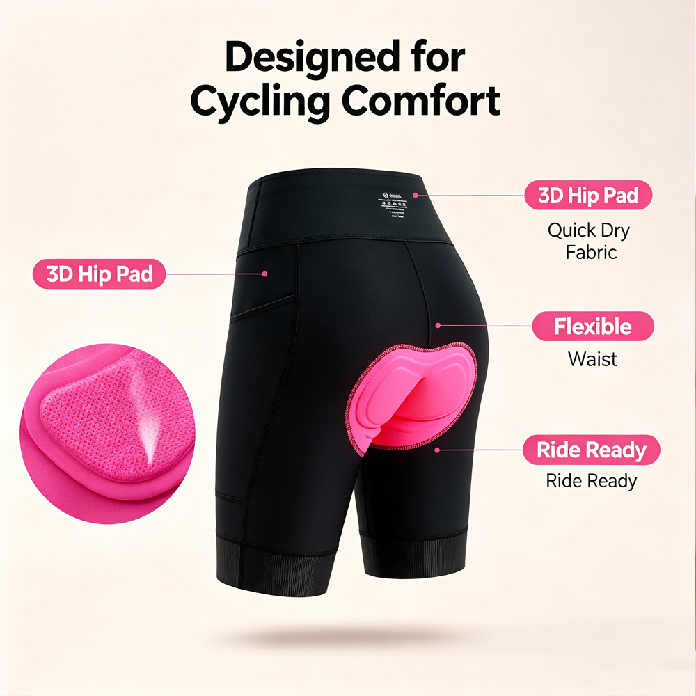 OZZOMM 1PC Women's 4D Padded B - Cycling Shorts For Commute recension och pris